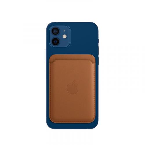 Porte-cartes en cuir avec MagSafe Compatible pour iPhone - Havane