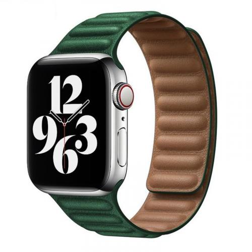  Bracelet à maillons cuir - 42/44 MM - Vert de chypre