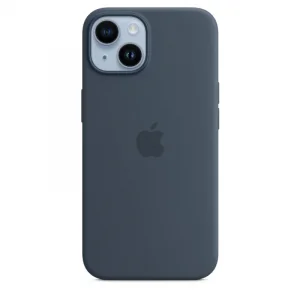 Coque en silicone avec MagSafe pour iPhone 14 - Bleu orage