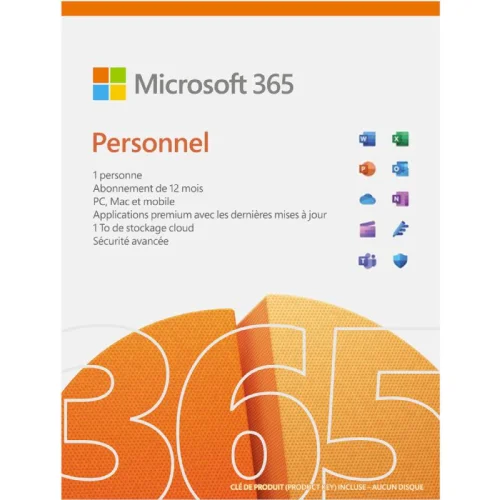 Microsoft 365 Personnel (abonnement Office 365 de 1 an)