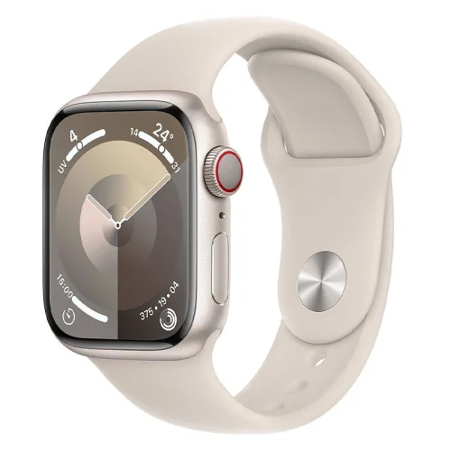 Apple Watch Series 9 Boîtier en Aluminium (41 mm / GPS + Cellular) - Bracelet Sport/Lumière stellaire Image principale