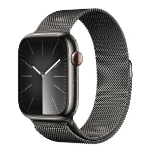 Apple Watch Series 9 Boîtier en Acier inoxydable (45mm / GPS-Cellular) - Bracelet Milanais / Minuit