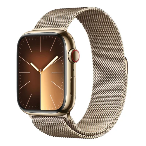 Apple Watch Series 9 Boîtier en Acier inoxydable (45mm / GPS-Cellular) - Bracelet Milanais / Or