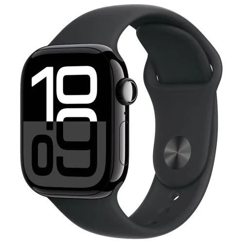 Apple Watch Series 10, Boîtier en aluminium Noir de jais (46 mm / GPS ) Bracelet Sport Noir - M/L Image principale