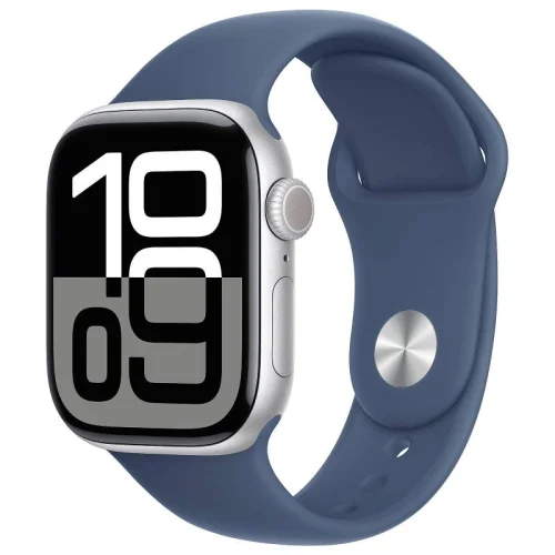 Apple Watch Series 10, Boîtier en aluminium Argent (46 mm / GPS ) Bracelet Sport Denim - M/L Image principale