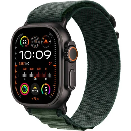 Apple Watch Ultra 2 Boîtier en titane noir (49 mm/GPS-Cellular) - Boucle Alpine / Vert foncé