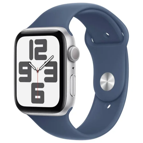Apple Watch SE (2ᵉ génération) Boîtier 44 MM - Boiter en Silver - Bracelet Sport Denim S/M Image principale