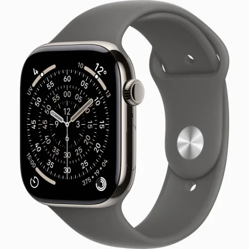 Apple Watch Series 11 GPS + Cellular 46 mm en Titane- Bracelet Sport - Gris minéral