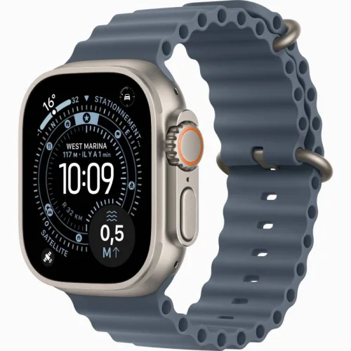 Apple Watch Ultra 3 Boîtier 49 MM Boîtier en titane naturel (49 mm/GPS-Cellular)  - Bracelet Océan Bleu maritime Image principale