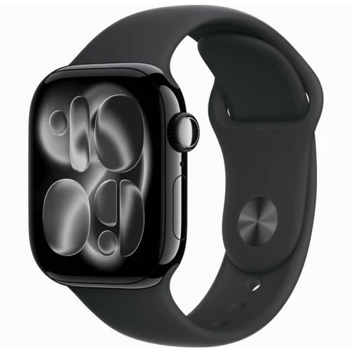 Apple Watch Series 11 GPS + Cellular 42 mm en Aluminium Noir de jais - Bracelet Sport Noir Image principale