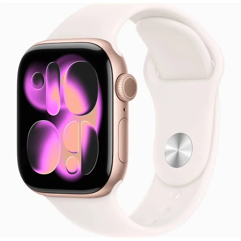 Apple Watch Series 11 GPS + Cellular 42 mm en Aluminium Or rose - Bracelet Sport Rose tendre