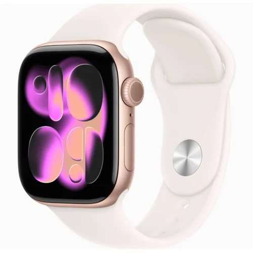 Apple Watch Series 11 GPS 46 mm en Aluminium Or rose - Bracelet Sport Rose tendre