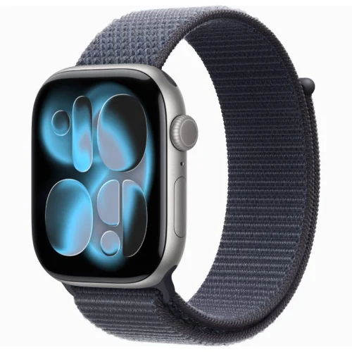 Apple Watch Series 11 GPS 46 mm en Aluminium Gris sidéral - Bracelet Boucle Sport Bleu maritime