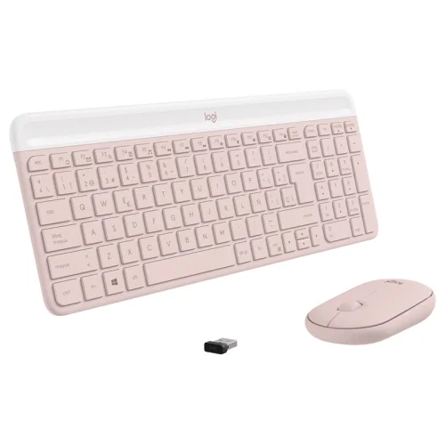 Ensemble clavier et souris sans fil Logitech ultra-fin MK470 - Rose Image 1