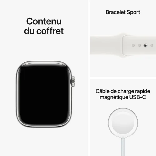 Apple Watch Series 8 Boîtier en Aluminium (41 MM/GPS-Cellular) - Bracelet sport / Argent Image 3