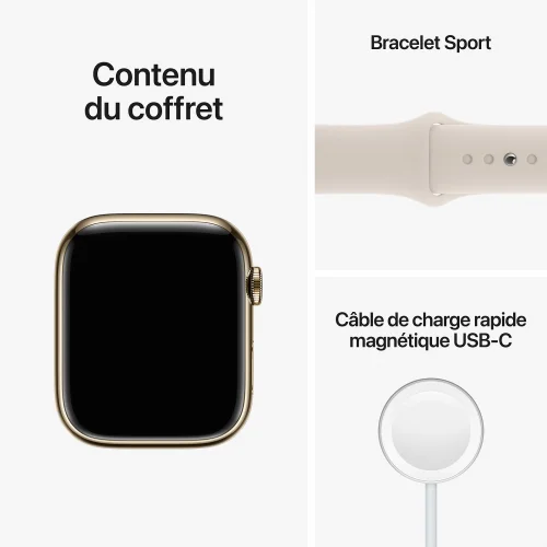 Apple Watch Series 8 Boîtier en Aluminium (41 MM/GPS) - Bracelet sport / Lumière stellaire Image 2