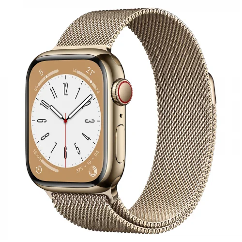 Apple Watch Series 8 Boîtier Acier inoxydable (41 MM/GPS-Cellular) - Bracelet Milanais / Or Image 2