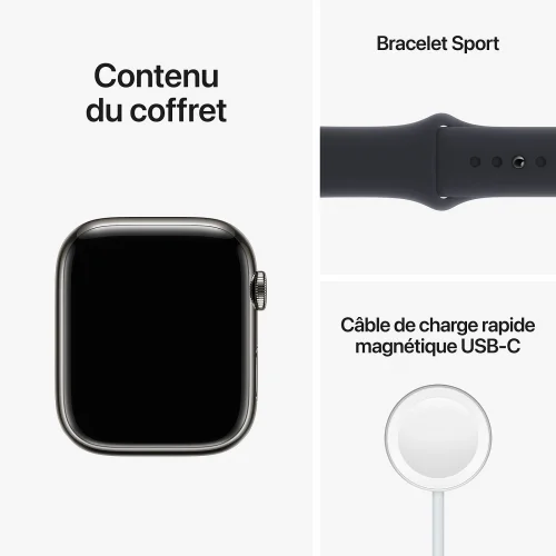 Apple Watch Series 8 Boîtier en Aluminium (45 MM/GPS) - Bracelet sport / Minuit Image 2