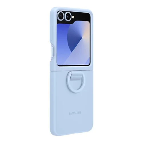 Samsung Coque en silicone avec anneau pour Galaxy Z Flip6 - Bleu Image 5