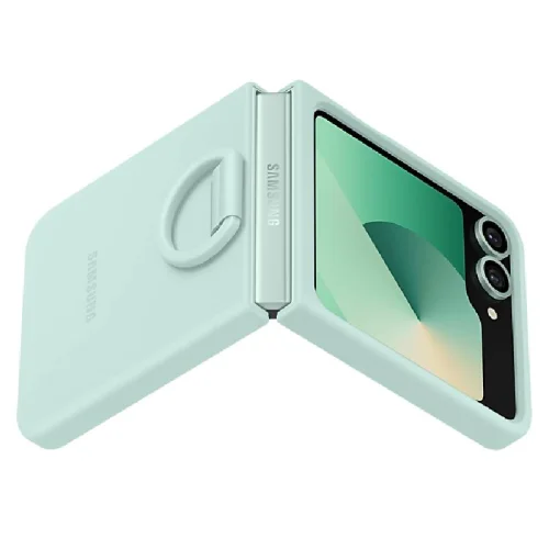 Samsung Coque en silicone avec anneau pour Galaxy Z Flip6 - Vert Image 4