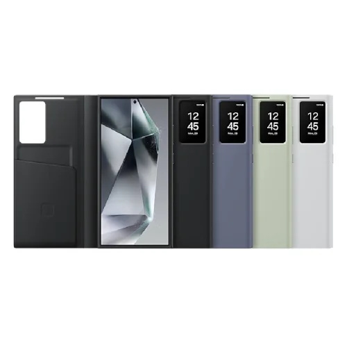 Samsung Étui Smart View avec porte-carte pour Galaxy S24 Ultra - Vert clair Image 3