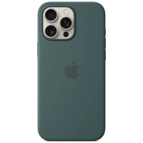 Apple Coque en silicone avec MagSafe pour iPhone 16 Pro Max - Vert lacustre Image 1