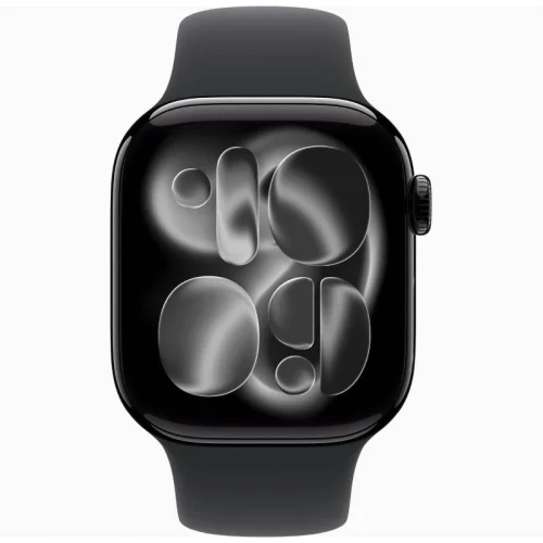 Apple Watch Series 11 GPS + Cellular 42 mm en Aluminium Noir de jais - Bracelet Sport Noir Image 2