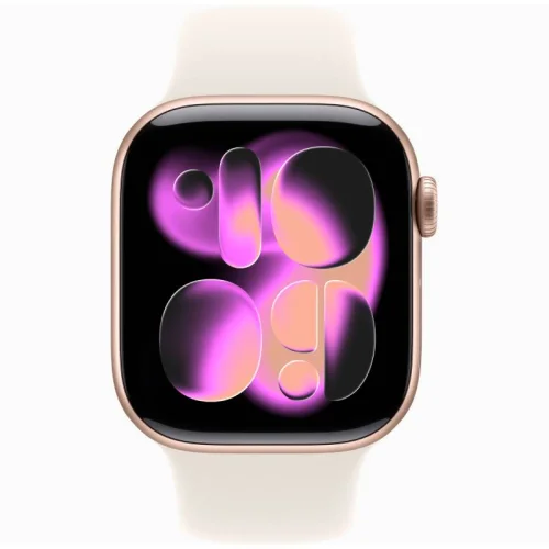 Apple Watch Series 11 GPS + Cellular 42 mm en Aluminium Or rose - Bracelet Sport Lumière stellaire Image 2
