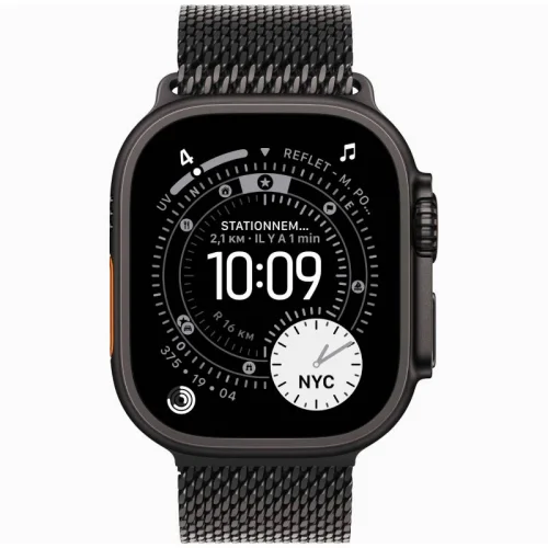 Apple Watch Ultra 3 Boîtier 49 MM Boîtier en titane noir (49 mm/GPS-Cellular) - Bracelet Milanais en titane Noir Image 2