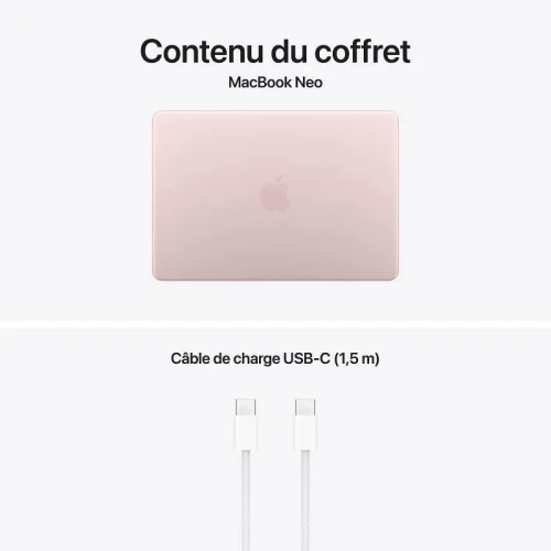 Apple MacBook Neo - Puce A18 PRO (CPU6/GPU5/8Go/512Go SSD) - Rose poudré Image 1