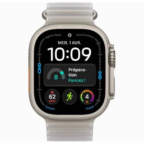 Apple Watch Ultra 4 Boîtier 49 MM en Titane NAturel (GPS + Cellular) Bracelet Ocean - Gris translucide Image 1