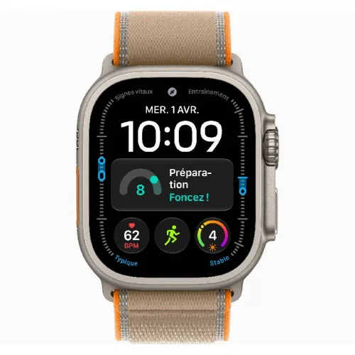 Apple Watch Ultra 4 Boîtier 49 MM en Titane NAturel (GPS + Cellular) Bracelet Boucle Trail - Sable Image 1