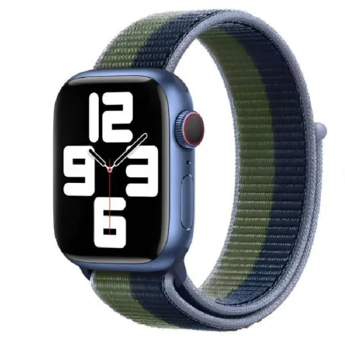 Apple Bracelet Boucle sport pour Apple Watch 44/45 mm - Blue Marine/Vert militaire Image 3