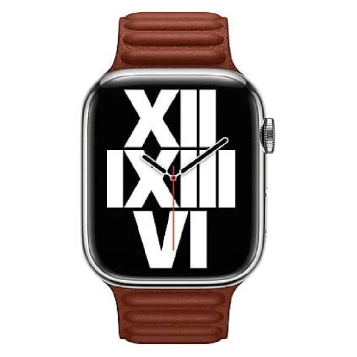 Apple Bracelet à maillons magnétique cuir Pour Apple Watch 44/45 mm - Terre de Sienne Image 1