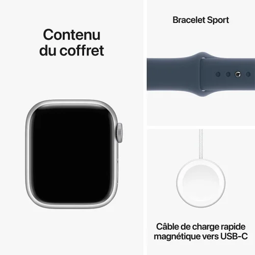 Apple Watch Series 9 Boîtier en Aluminium (41 mm / GPS) - Bracelet Sport/Argent Image 1