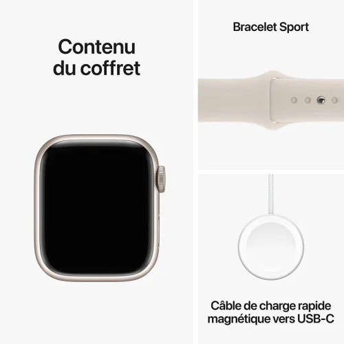 Apple Watch Series 9 Boîtier en Aluminium (41 mm / GPS) - Bracelet Sport/Lumière stellaire Image 3