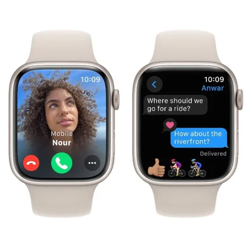 Apple Watch Series 9 Boîtier en Aluminium (45 mm / GPS) - Bracelet Sport/Lumière stellaire Image 2