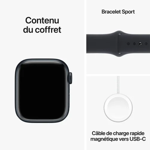 Apple Watch Series 9 Boîtier en Aluminium (45 mm / GPS) - Bracelet Sport/Minuit Image 5