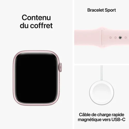 Apple Watch Series 9 Boîtier en Aluminium (45 mm / GPS) - Bracelet Sport/Rose Image 3