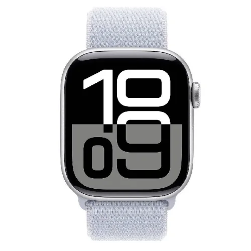 Apple Watch Series 10, Boîtier en aluminium argent (42 mm / GPS ) Boucle Sport nuée bleue Image 3