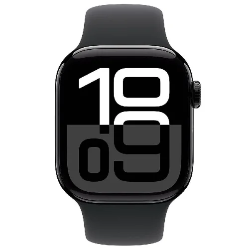 Apple Watch Series 10, Boîtier en aluminium Noir de jais (42 mm / GPS ) Bracelet Sport Noir - M/L Image 2