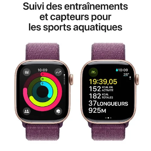 Apple Watch Series 10, Boîtier en aluminium Rose Gold (42 mm / GPS ) Boucle Sport Prune Image 2
