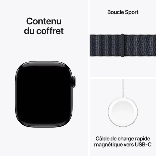 Apple Watch Series 10, Boîtier en aluminium Noir de jais (46 mm / GPS ) Boucle Sport Noir Image 1