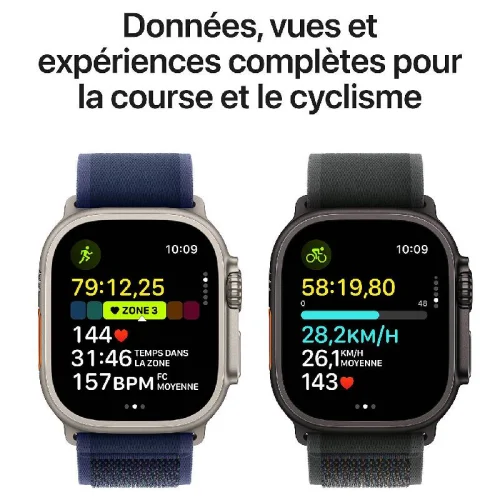 Apple Watch Ultra 2 Boîtier en titane noir (49 mm/GPS-Cellular) - Bracelet Océan / Noir Image 1