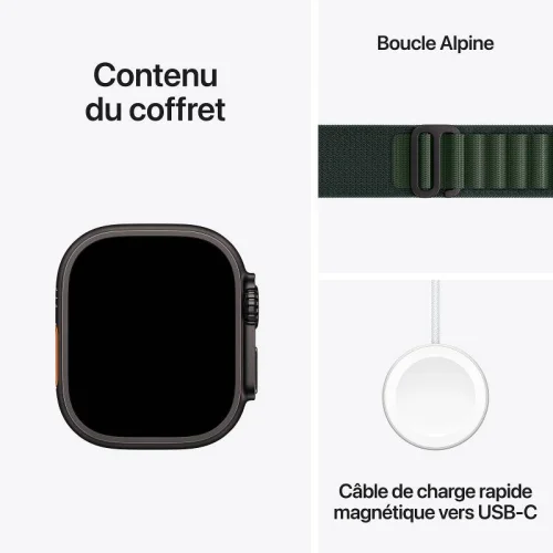 Apple Watch Ultra 2 Boîtier en titane noir (49 mm/GPS-Cellular) - Boucle Alpine / Vert foncé Image 3