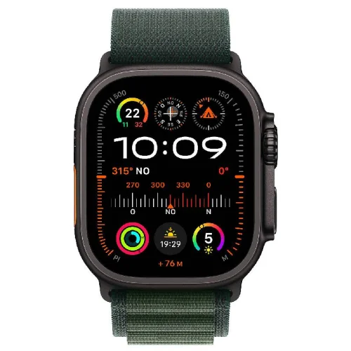 Apple Watch Ultra 2 Boîtier en titane noir (49 mm/GPS-Cellular) - Boucle Alpine / Vert foncé Image 2