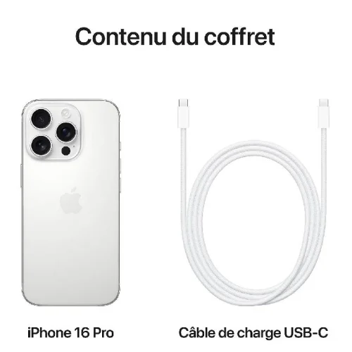Apple iPhone 16 Pro (128Go) - Titane Blanc Image 3