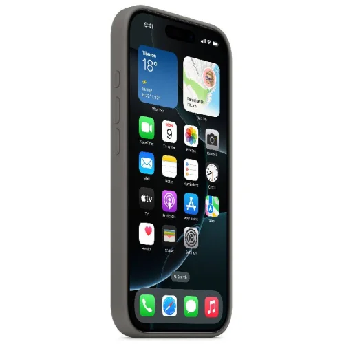 Apple Coque en silicone avec MagSafe pour iPhone 16 Pro - Gris minéral Image 2