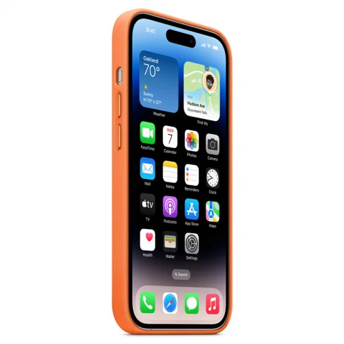 Apple Coque en cuir avec MagSafe pour iPhone 14 Pro - Orange Image 2