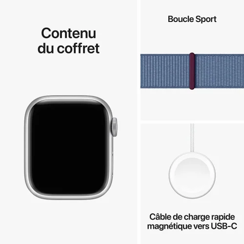 Apple Watch Series 9 Boîtier en Aluminium (45mm / GPS) - Boucle Sport / Bleu d’hiver Image 3